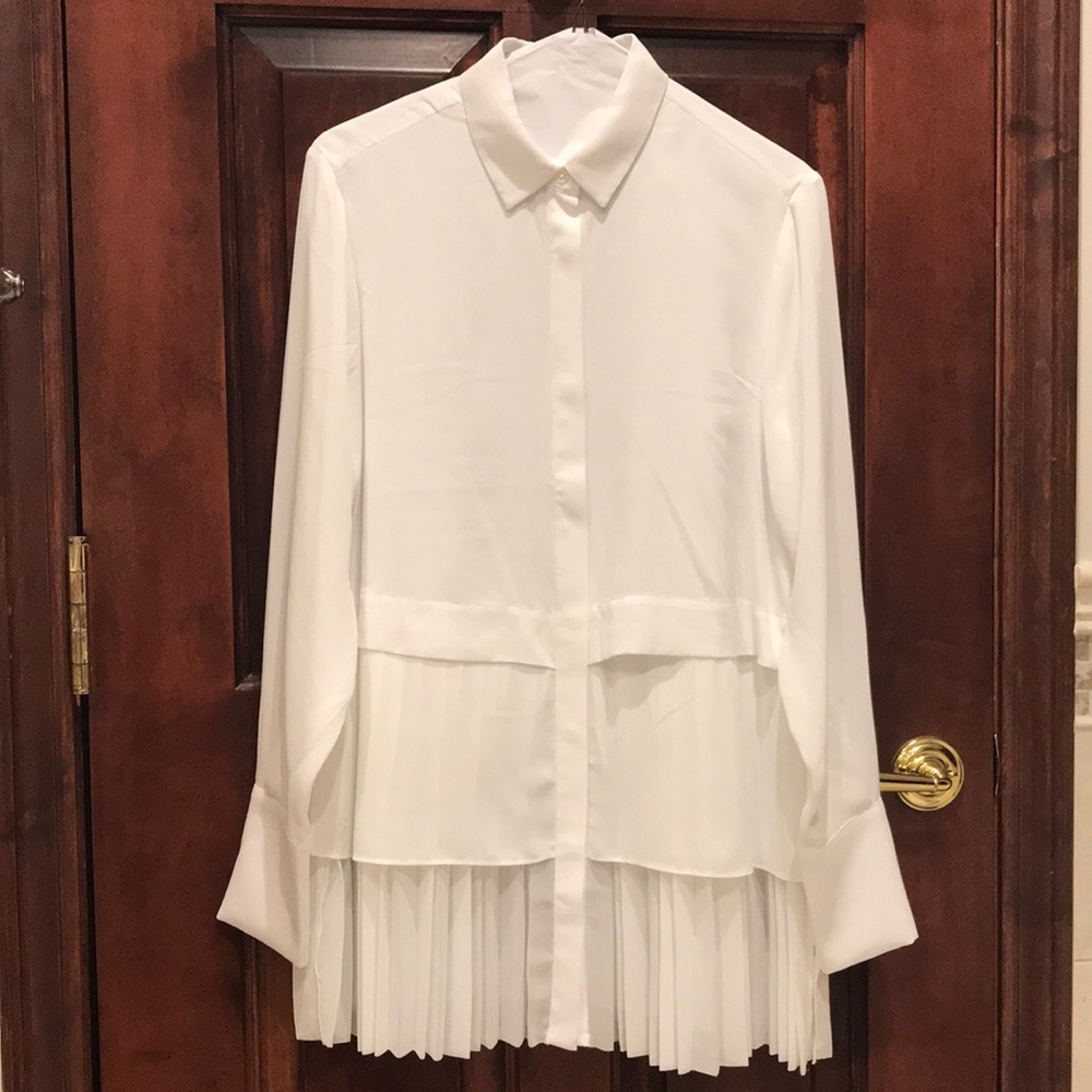Banana Republic White Pleated Blouse